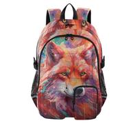 Mnsruu Zaino scolastico con lupo ad acquerello, con scomparto per laptop, grande borsa per la scuola per ragazze e ragazzi, zaino da viaggio 17,5 per scuola, casual, università, lavoro