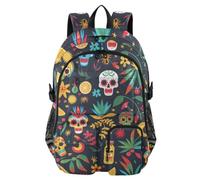 Mnsruu Zaino scolastico con motivo messicano Day of the Dead con scomparto per laptop, grande borsa per la scuola per ragazze e ragazzi, zaino da viaggio 17,5 per scuola zaino casual universitario