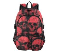 Mnsruu Zaino scolastico con motivo teschio rosso con scomparto per laptop, grande borsa per la scuola per ragazze e ragazzi, zaino da viaggio 17,5 per scuola, casual, università, lavoro
