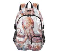 Mnsruu Zaino scolastico con polpo acquerello con scomparto per laptop, grande borsa per la scuola per adolescenti ragazze ragazzi, zaino da viaggio 17,5 per scuola zaino casual universitario lavoro