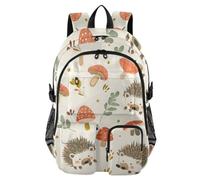 Mnsruu Zaino scolastico con riccio e funghi con scomparto per laptop, grande borsa per la scuola per adolescenti ragazze ragazzi, zaino da viaggio 17,5 per scuola zaino casual universitario lavoro
