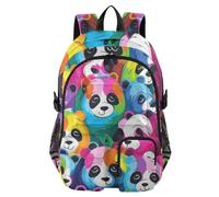 Mnsruu Zaino scolastico con simpatico panda arcobaleno con scomparto per laptop, grande borsa per la scuola per ragazze e ragazzi, zaino da viaggio 17,5 per scuola, casual, università, lavoro