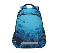 Mnsruu Zaino scolastico con squali a bocca aperta, per ragazzi e ragazze, per la scuola elementare