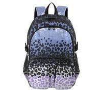 Mnsruu Zaino scolastico con stampa leopardata viola, nero e blu, con scomparto per laptop, grande borsa per la scuola per adolescenti, ragazze, ragazzi, zaino da viaggio per scuola, casual, università