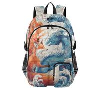 Mnsruu Zaino scolastico con volpe e drago, con scomparto per laptop, grande borsa per la scuola per ragazze e ragazzi, zaino da viaggio 17,5 per scuola, casual, università, lavoro