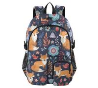 Mnsruu Zaino scolastico con volpe floreale con scomparto per laptop, grande borsa per la scuola per ragazze e ragazzi, zaino da viaggio 17,5 per scuola, casual, università, lavoro