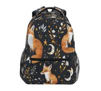 Mnsruu Zaino scolastico con volpe, stelle, lune, costellazioni, per ragazzi e ragazze, per la scuola elementare, casual, da viaggio, per computer portatile, Volpe Piante Stelle Lune Costellazioni, S