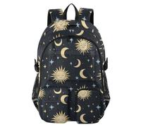 Mnsruu Zaino scolastico digitale con motivo luna e sole e stelle, con scomparto per laptop, grande borsa per la scuola per ragazze e ragazzi, zaino da viaggio per scuola zaino casual universitario