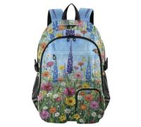 Mnsruu Zaino scolastico primaverile floreale con scomparto per laptop, grande borsa per la scuola per ragazze e ragazzi, zaino da viaggio 17,5 per scuola, casual, università, lavoro