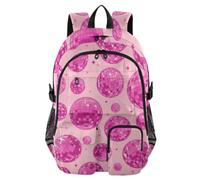 Mnsruu Zaino scolastico rosa con motivo palla da discoteca con scomparto per laptop, grande borsa per la scuola per ragazze e ragazzi, zaino da viaggio per scuola zaino casual universitario lavoro