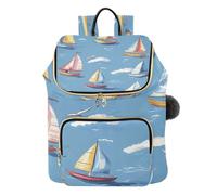 Mnsruu Zaino trapuntato da donna, con barca in un vasto oceano, borsa per laptop da viaggio con tracolla e tasche nascoste, leggero, casual, lavoro, università (29 × 17 × 36 cm)