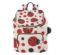 Mnsruu Zaino trapuntato da donna, con coccinelle rosse a pois, borsa da viaggio per computer portatile, con tracolla e tasche nascoste, leggero, casual, lavoro, università (29 × 17 × 36 cm)