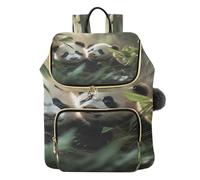 Mnsruu Zaino trapuntato da donna con coppia di panda, borsa da viaggio per laptop in bambù, con tracolla per bagagli e tasche nascoste, leggero, casual, lavoro, università (29 × 17 × 36 cm)