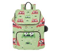 Mnsruu Zaino trapuntato da donna, con mostro rosso e verde, borsa da viaggio per laptop con tracolla e tasche nascoste, leggero, casual, lavoro, università (29 × 17 × 36 cm)