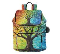 Mnsruu Zaino trapuntato da donna, con motivo albero della vita arcobaleno, borsa da viaggio per computer portatile, con tracolla e tasche nascoste, leggero, casual, lavoro, università (29 × 17 × 36 cm