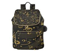 Mnsruu Zaino trapuntato da donna, con note musicali, borsa da viaggio per computer portatile, con tracolla per bagagli e tasche nascoste, leggero, casual, lavoro, università (29 × 17 × 36 cm)