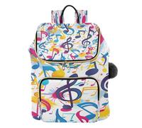 Mnsruu Zaino trapuntato da donna, con note musicali colorate, acquerello, borsa da viaggio per laptop con tracolla e tasche nascoste, leggero, casual, lavoro, università (29 × 17 × 36 cm)