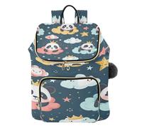 Mnsruu Zaino trapuntato da donna, con simpatico panda con stelle e nuvola, borsa da viaggio per laptop con tracolla e tasche nascoste, leggero, casual, lavoro, università (29 × 17 × 36 cm)