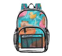 Mnsruu Zaino trasparente per scuola Capybara Nuoto Anello Modello Trasparente Bookbag per Ragazze Vedere Attraverso PVC Boy Zaini