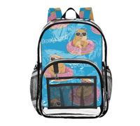 Mnsruu Zaino trasparente per scuola Capybara Nuoto Circle Pattern trasparente Bookbag per ragazze Vedere Attraverso PVC Boy Zaini