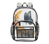 Mnsruu Zaino trasparente per studenti, ragazzi e ragazze, arte moderna astratta, motivo farfalla, per scuola e università