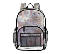 Mnsruu Zaino trasparente per studenti, ragazzi e ragazze, con gatto che indossa una gonna C, zaino per la scuola e l'università