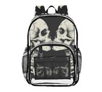 Mnsruu Zaino trasparente per studenti, ragazzi e ragazze, con teschio che si baciano, zaino per scuola e università