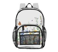 Mnsruu Zaino trasparente per studenti, ragazzi, ragazze, acquerelli, fiori selvatici, primaverile, per scuola e università