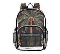 Mnsruu Zaino trasparente per studenti, ragazzi, ragazze, albero di cocco, fiore, borsa per la scuola e l'università