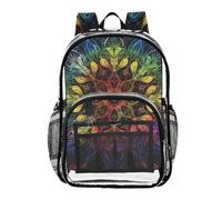 Mnsruu Zaino trasparente per studenti, ragazzi, ragazze, arcobaleno, colorato, mandala, borsa per la scuola e l'università