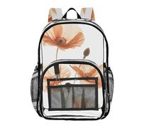 Mnsruu Zaino trasparente per studenti, ragazzi, ragazze, fiori arancioni, design personalizzato, per scuola e università