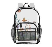 Mnsruu Zaino trasparente per studenti, ragazzi, ragazze, fiori selvatici, farfalle, botanico, borsa per scuola e università