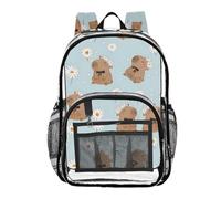 Mnsruu Zaino trasparente per studenti, ragazzi, ragazze, Little Daisy Capybara, zaino per la scuola e l'università