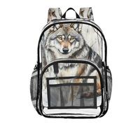 Mnsruu Zaino trasparente per studenti, ragazzi, ragazze, lupo, scrofa, foresta, zaino per scuola università