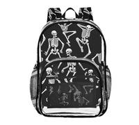 Mnsruu Zaino trasparente per studenti, ragazzi, ragazze, scheletri, teschi, danza, zaino per scuola e università