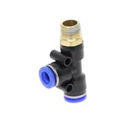 MNUPL PD Raccordi Pneumatici da 4mm a 12mm Tubo Flessibile 1/4" 1/8 "3/8" 1/2 "BSP Filettatura Maschio T Forma Tee Connettore Aria Accoppiatore Tubo(6mm OD Hose,1/8")