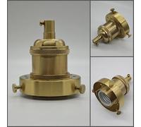 MNUPL Portalampada fai da te for paralume in ottone puro di qualità vintage, attacco filettato, attacco lampadina E27 UL/CE, base in rame for illuminazione(Ceramic wick,LH6902-B)