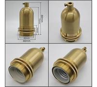 MNUPL Portalampada fai da te for paralume in ottone puro di qualità vintage, attacco filettato, attacco lampadina E27 UL/CE, base in rame for illuminazione(Ceramic wick,LH7102)