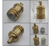 MNUPL Portalampada fai da te for paralume in ottone puro di qualità vintage, attacco filettato, attacco lampadina E27 UL/CE, base in rame for illuminazione(Ceramic wick,LH6902)