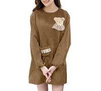 MNUvxzaewf Grembiule da cucina donna con tasche, maniche lunghe in pelle scamosciata, grembiuli chef for cucinare, cuocere al forno, pulire, lavorare(Brown)