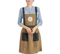 MNUvxzaewf Grembiule in cotone for donna con tasca, grembiule da cucina for chef, for cucinare, cuocere al forno, in giardino, nero(Yellow)