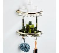 MNUvxzaewf Mensole a parete for bagno e cucina, doppio organizer for cosmetici shampoo con scolapiatti(Gold)