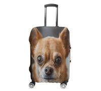 MNVTSKOP A Brown Chihuahua bagagli copre antigraffio lavabile valigia copertura poliestere elastico viaggio bagagli Protector per valigia copertura protettiva, bianco, L