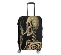 MNVTSKOP A Skeleton con sigaretta bruciante copertura bagagli antigraffio lavabile copertura valigia poliestere elastico viaggio protezione per valigia S
