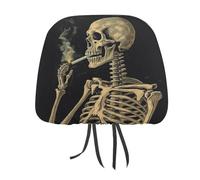 MNVTSKOP A Skeleton con sigaretta bruciante poggiatesta copre per auto universale anti-sporco poggiatesta auto protezione facile da installare durevole traspirante accessori per veicoli per auto