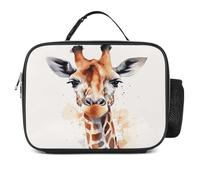 MNVTSKOP Acquerello Giraffa Lunch Box Riutilizzabile Borsa Tote a Prova di Perdite con Manico per Ufficio Picnic Spiaggia