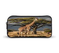 MNVTSKOP Africa Giraffa Maestoso Albero Matita Astuccio Grande Capacità Astuccio Ufficio Matita Borsa per Uomo Donna Organizer Scrivania
