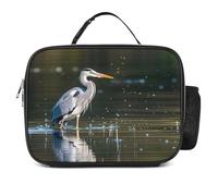 MNVTSKOP Airone grigio con stampa in acqua contenitore per il pranzo riutilizzabile Borsa per il pranzo a prova di perdite con manico per ufficio picnic spiaggia