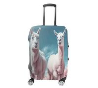 MNVTSKOP Alpacas Together, copertura per valigia, resistente ai graffi, lavabile, in poliestere, elastica, protezione per bagagli da viaggio, bianco, M