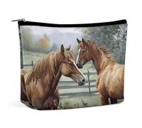 MNVTSKOP Animali Ricamo Dipinti Cavalli Borsa Cosmetica Grande Capacità Viaggio Makeup Bag Trendy Portable Toiletry Bag per le Donne